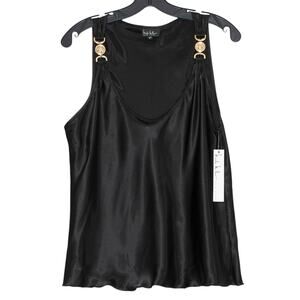 NWT Nicole Miller Top Y2K Minimalist Edgy Rock 90s Night Out Club Black Large